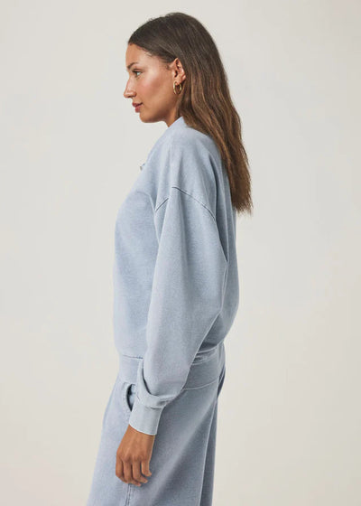 Splendid Hayden Terry Quarter Zip Sweatshirt Bleached Indigo
