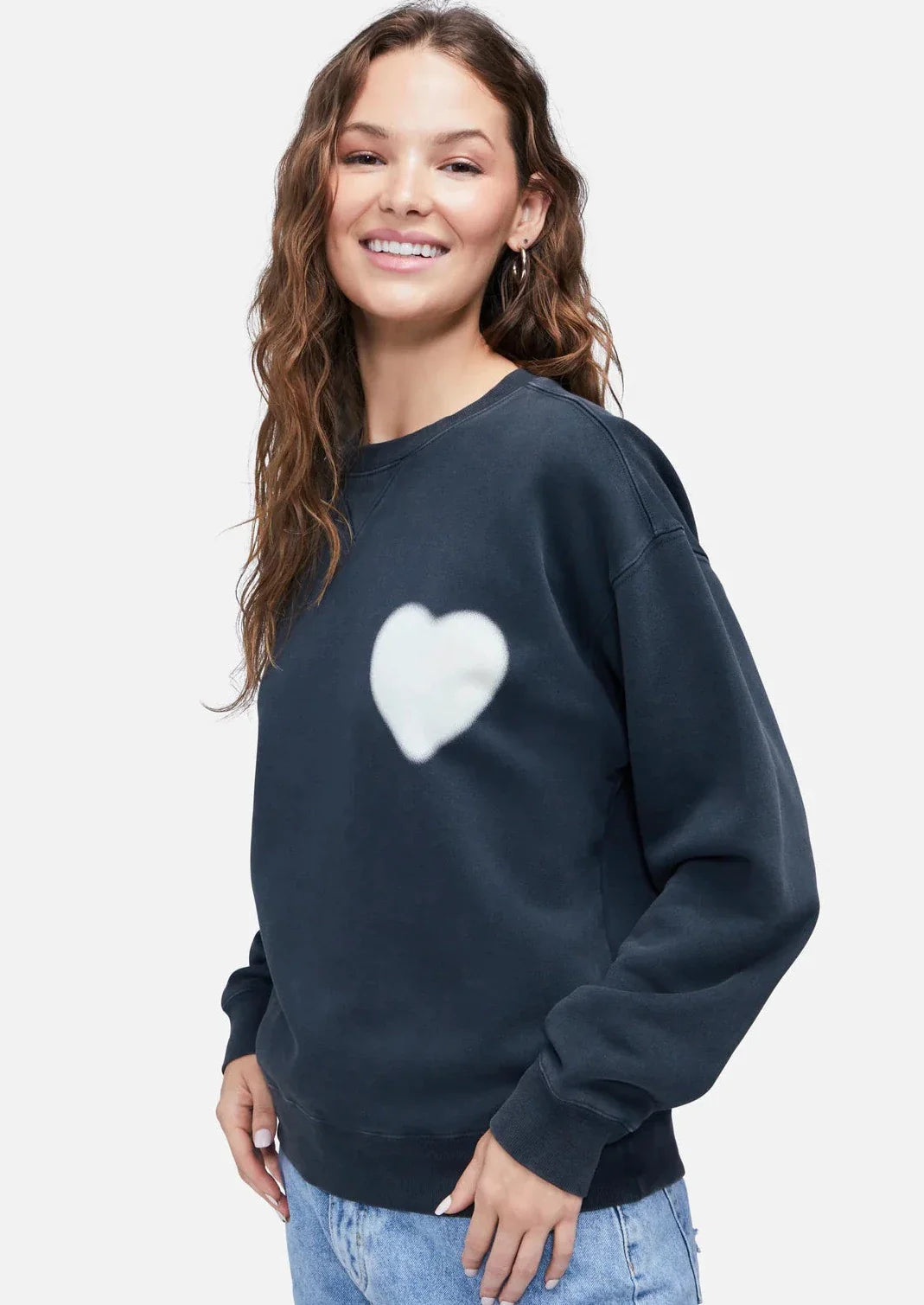 WILDFOX Blurred Heart Cody Sweatshirt - Washed Black