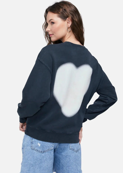 WILDFOX Blurred Heart Cody Sweatshirt - Washed Black