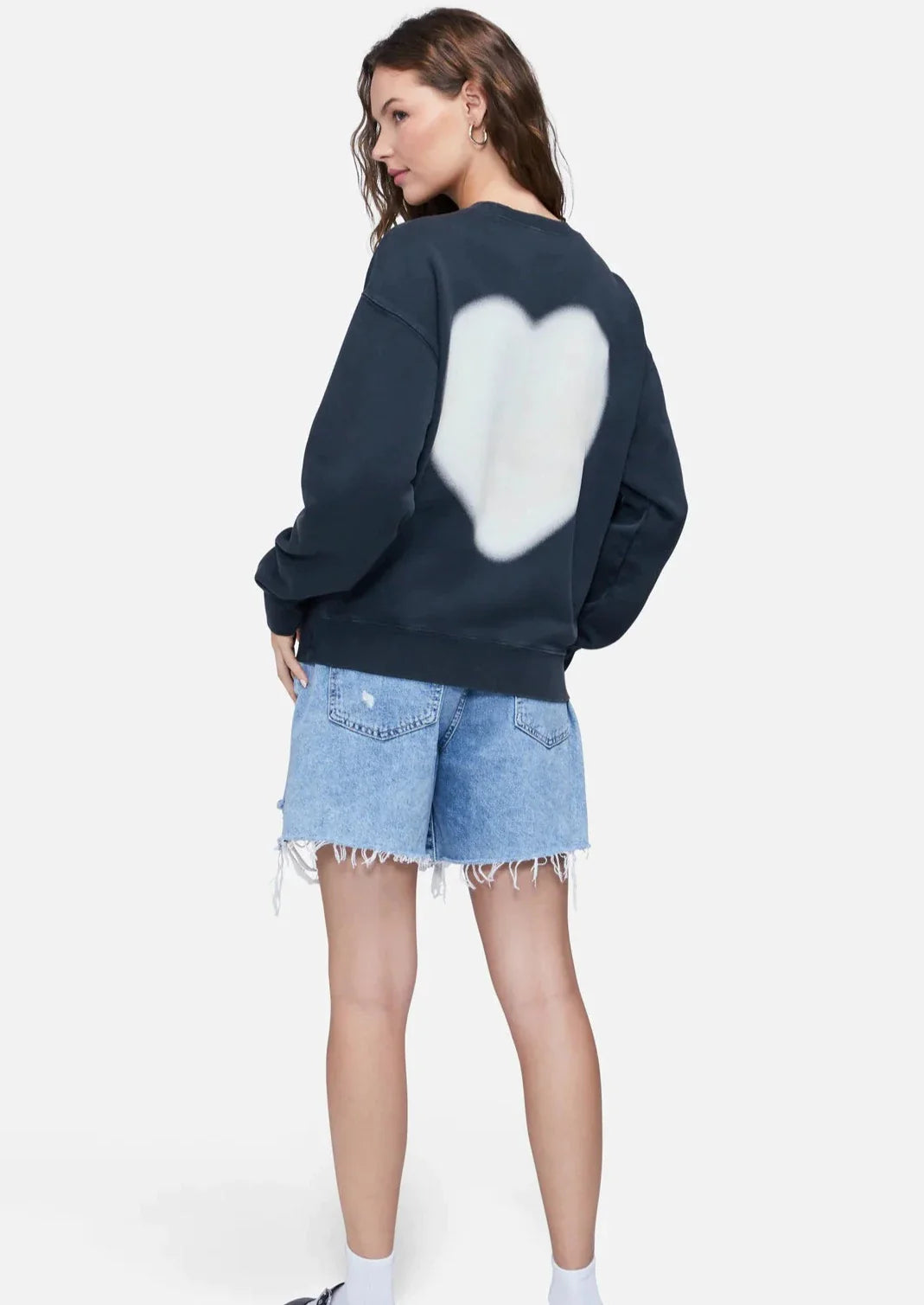 WILDFOX Blurred Heart Cody Sweatshirt Washed Black Shop The Pink Door