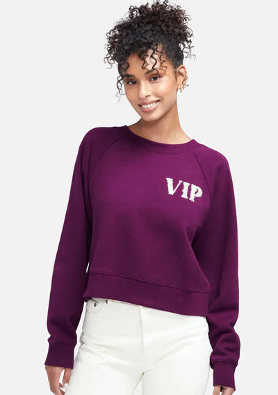 WILDFOX “VIP” Raglan Pullover Sweater - Dark Purple