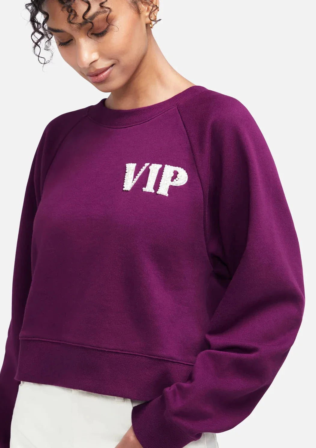 WILDFOX “VIP” Raglan Pullover Sweater - Dark Purple