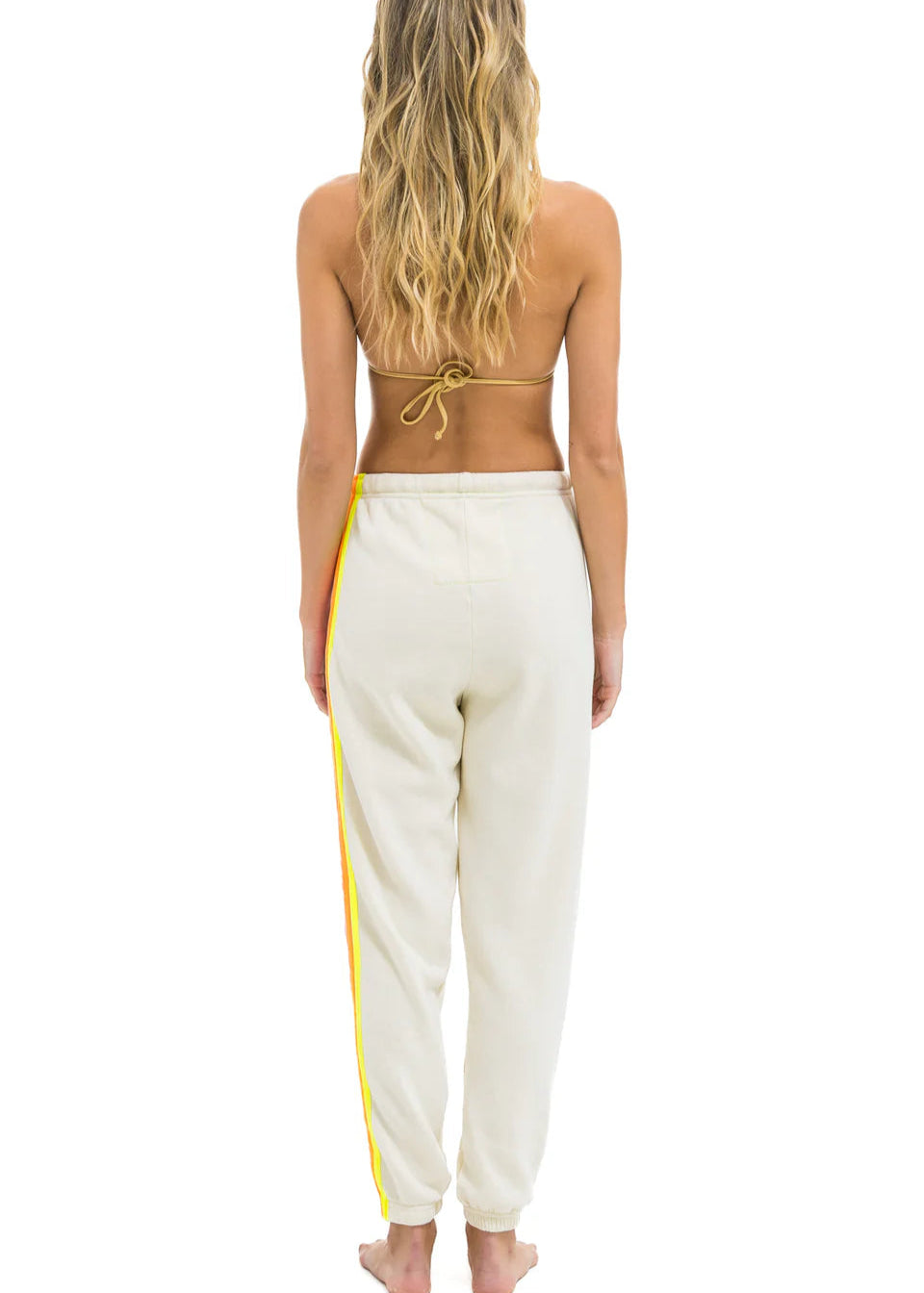 Aviator Nation 5 Stripe Women’s Sweatpants White Neon