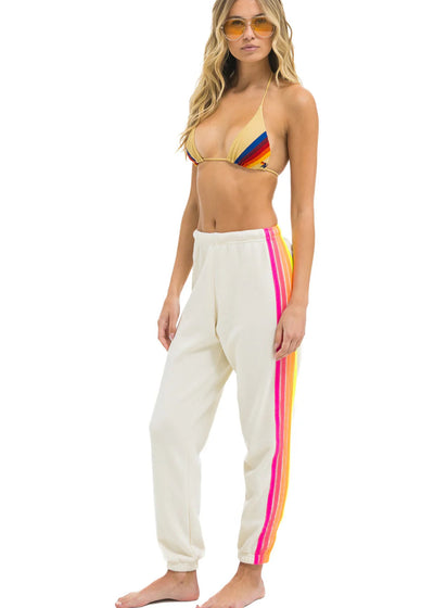 Aviator Nation 5 Stripe Women’s Sweatpants White Neon