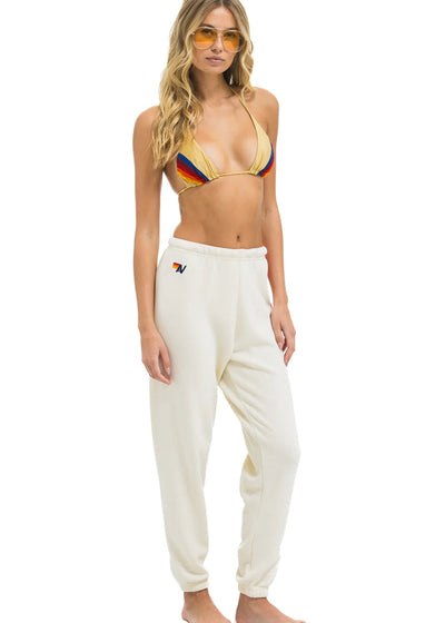 Aviator Nation 5 Stripe Women’s Sweatpants White Neon