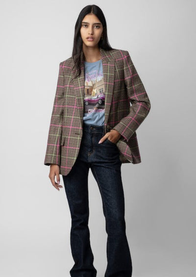 Zadig & Voltaire Vow Check Blazer - Chestnut