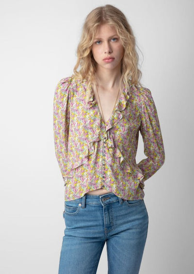 Zadig & Voltaire Tresse Crepe Ruffle Blouse - Sun