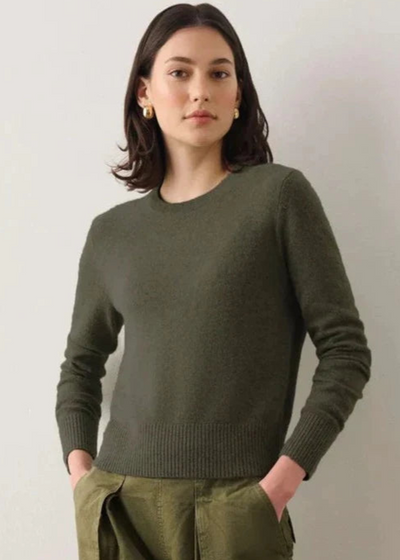 White + Warren 100% Cashmere Crew Thyme Heather Sweater