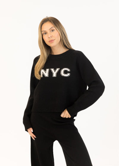 Lyla & Luxe NYC Crewneck Pullover Black Sweater