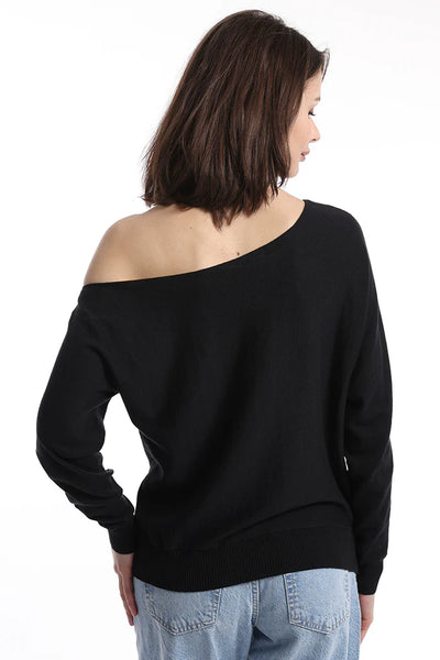 MINNIE ROSE Off The Shoulder Cotton Top - Black
