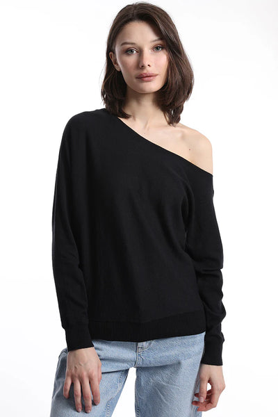 MINNIE ROSE Off The Shoulder Cotton Top - Black