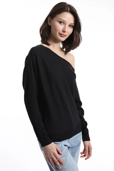 MINNIE ROSE Off The Shoulder Cotton Top - Black
