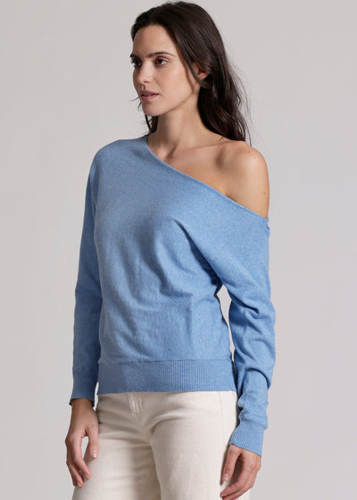 Minnie Rose Cotton Off The Shoulder Blue