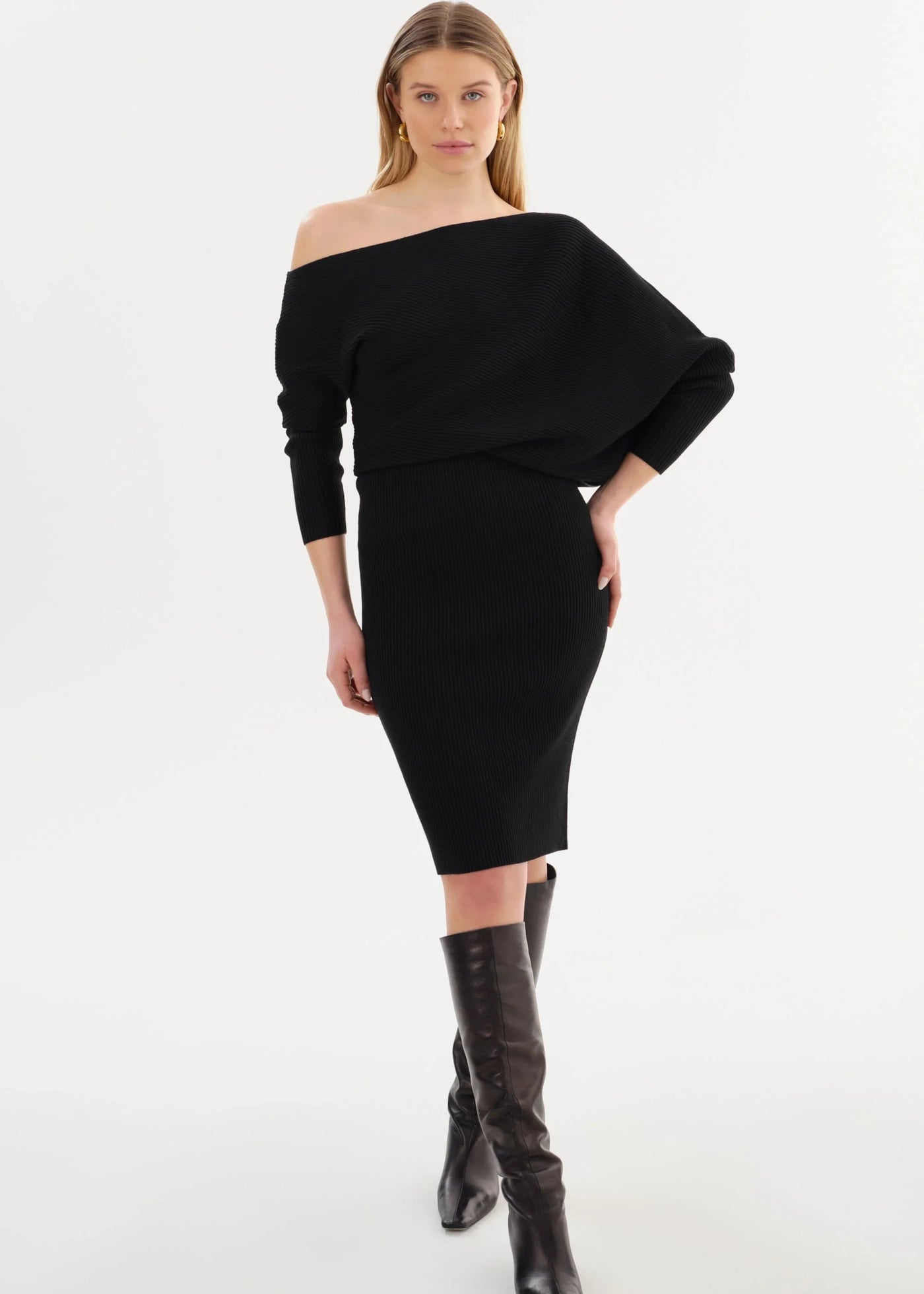 Lamarque Zenobia Knit Midi Dress Black