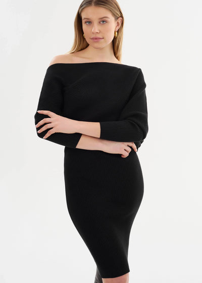 Lamarque Zenobia Knit Midi Dress Black