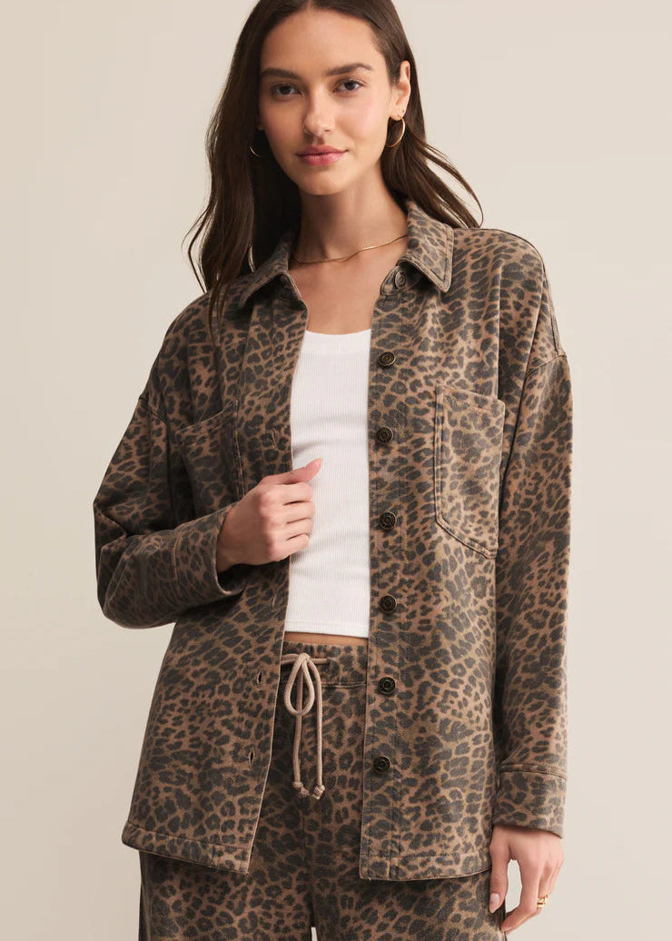Z Supply All Day Leopard Jacket Tan