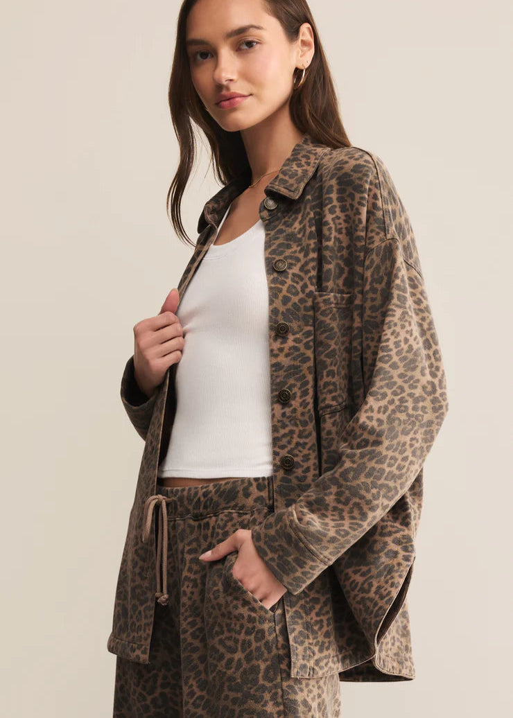 Z Supply All Day Leopard Jacket Tan