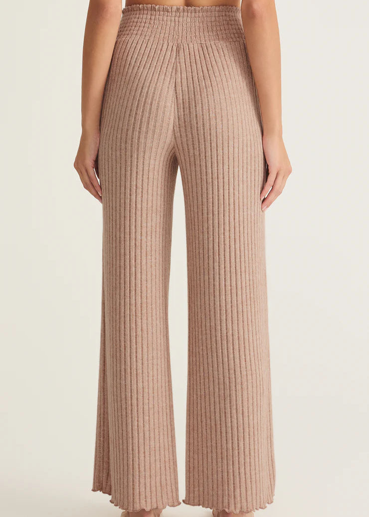 Z Supply Dawn Smocked Rib Pant Iced Coffee