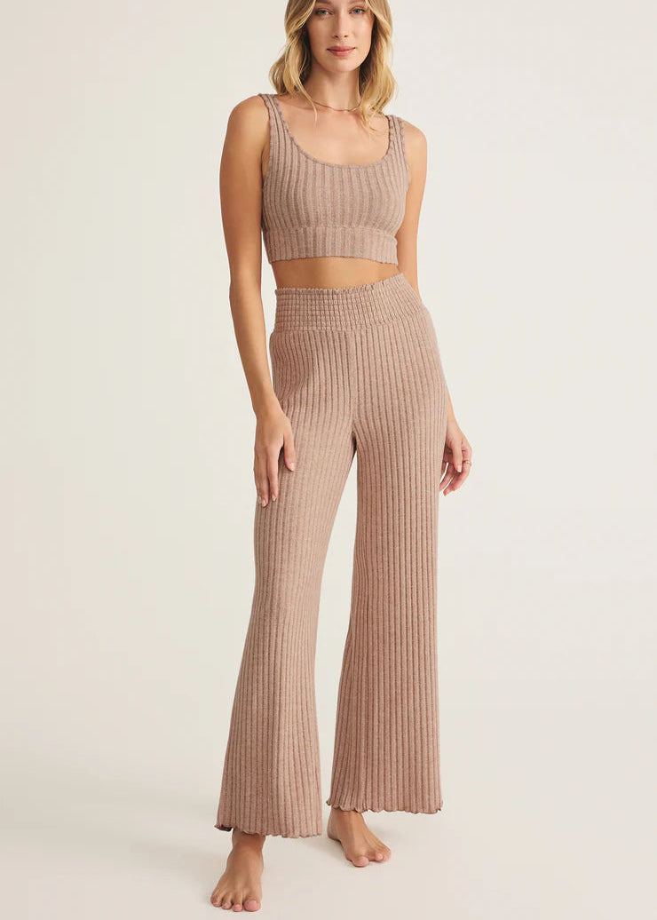 Z Supply Dawn Smocked Rib Pant Iced Coffee