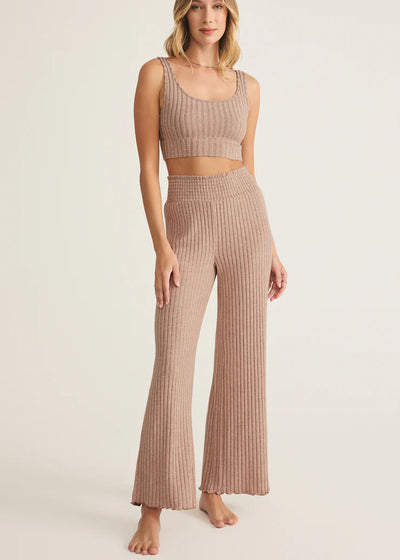 Z Supply Dawn Smocked Rib Pant Iced Coffee
