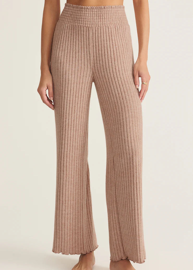 Z Supply Dawn Smocked Rib Pant Iced Coffee