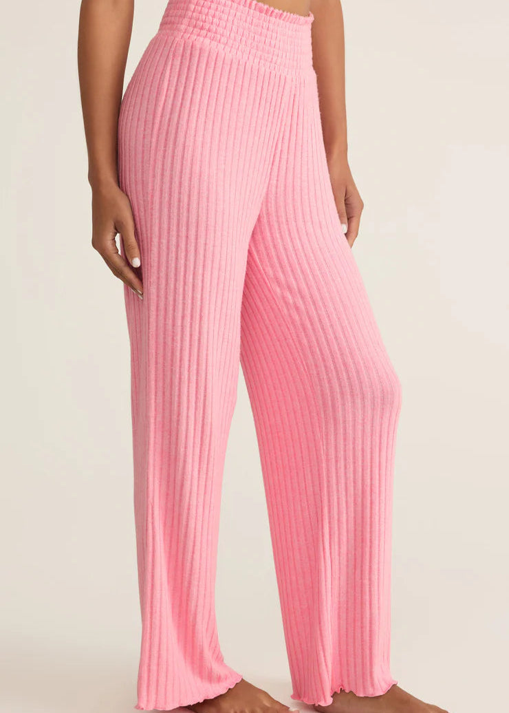 Z Supply Dawn Smocked Rib Pant Passion Fruit