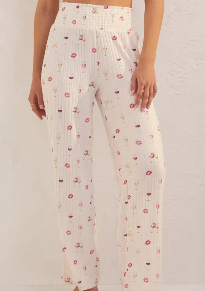 Z Supply Dawn Wine Silky Rib Pants - Bone