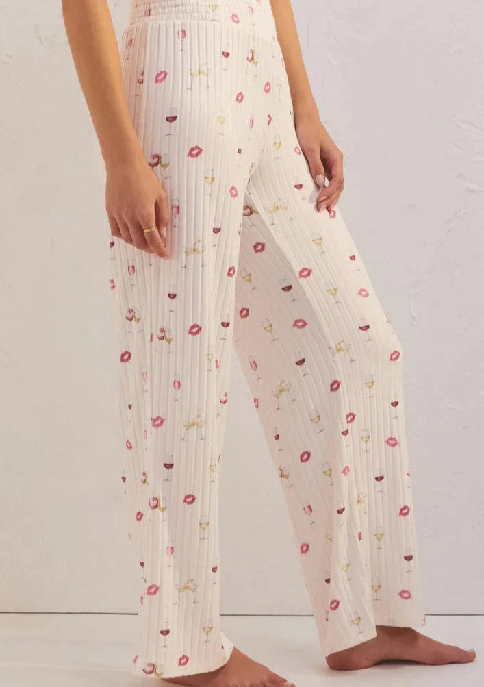 Z Supply Dawn Wine Silky Rib Pants - Bone