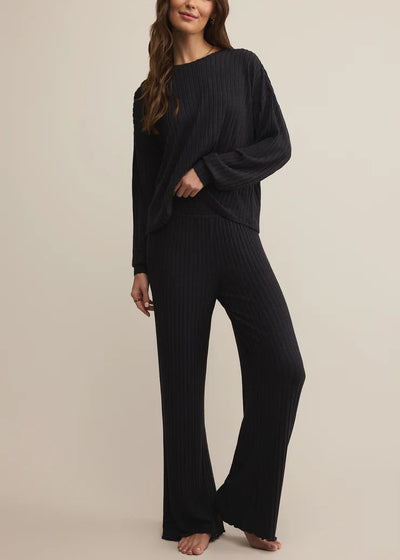 Z Supply Dawn Smocked Rib Pant Black Sand