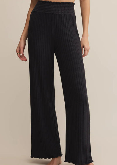 Z Supply Dawn Smocked Rib Pant Black Sand