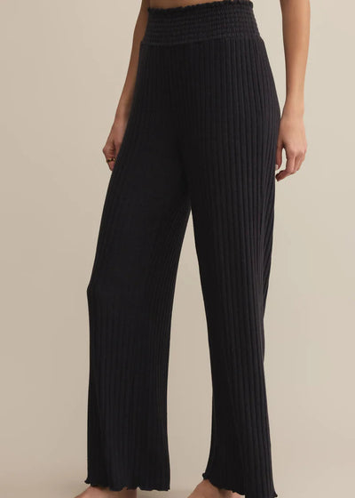 Z Supply Dawn Smocked Rib Pant Black Sand
