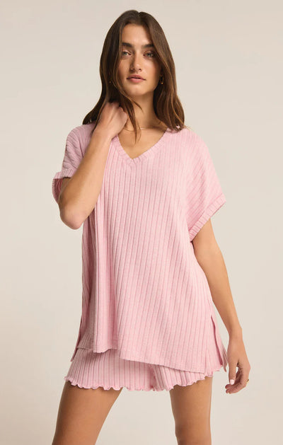 Z Supply Take It Easy Rib Tunic Sunset Mauve