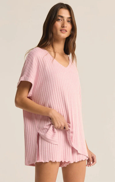 Z Supply Take It Easy Rib Tunic Sunset Mauve