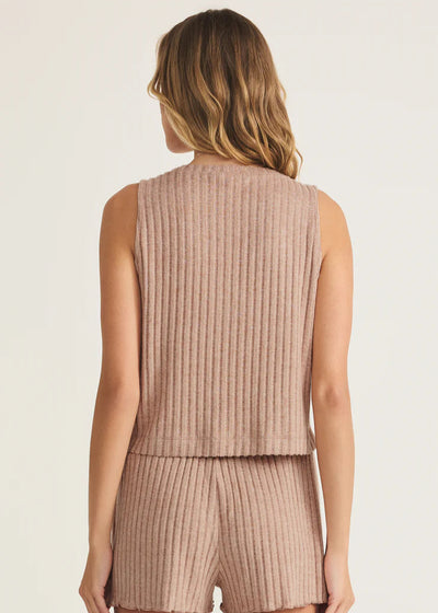 Z Supply Sloane V-Neck Rib Tank Iced Coffee