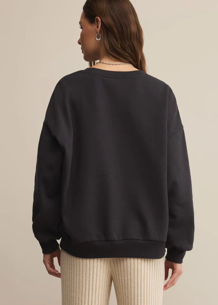 Z Supply Oversized Martini Sweatshirt Black Sand