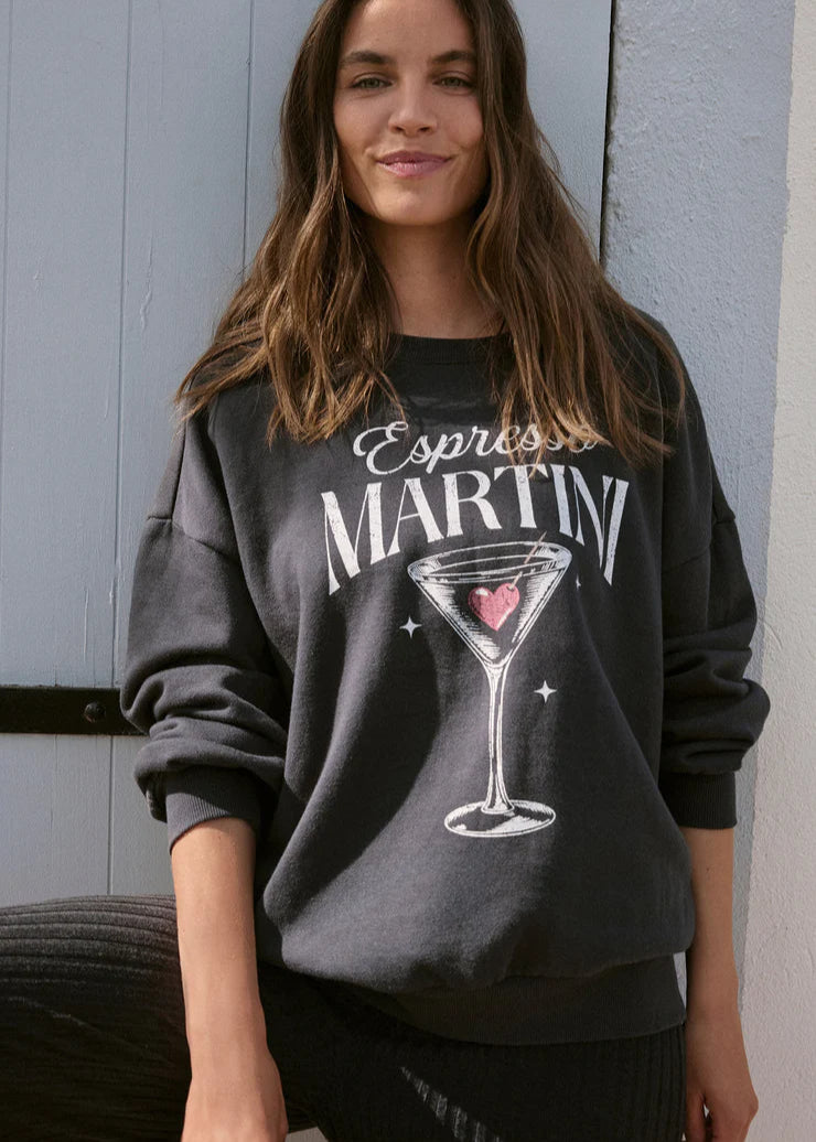 Z Supply Oversized Martini Sweatshirt Black Sand
