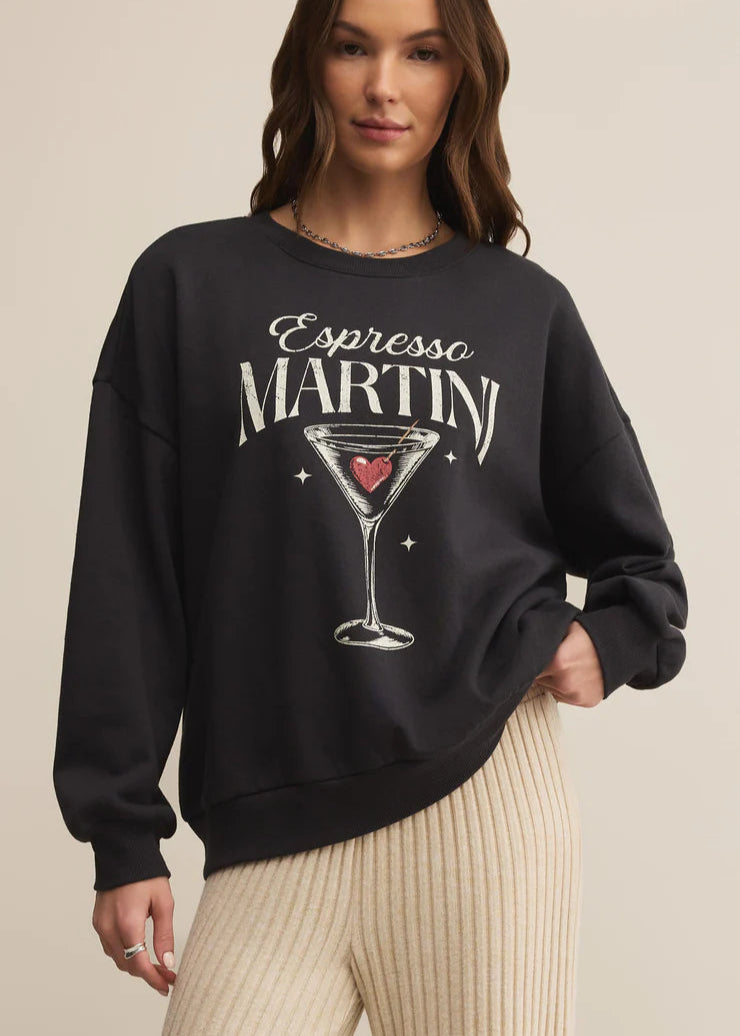 Z Supply Oversized Martini Sweatshirt Black Sand