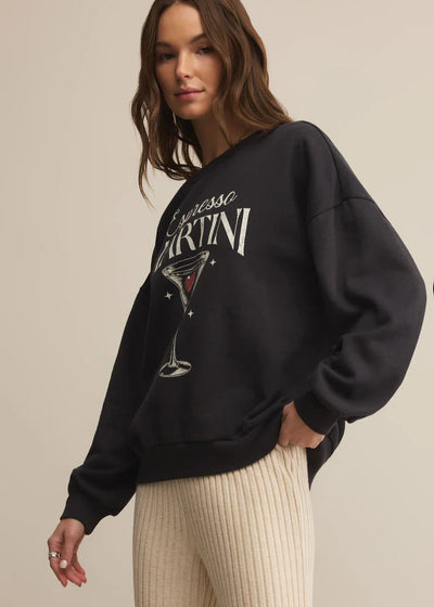 Z Supply Oversized Martini Sweatshirt Black Sand