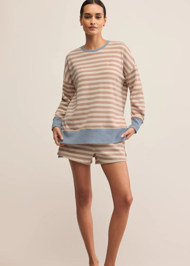 Z Supply Layer Up Stripe Sweatshirt Sand