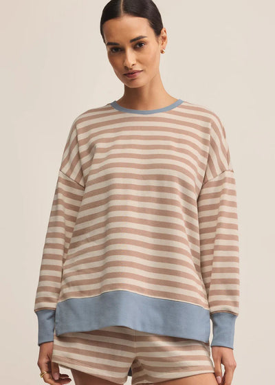 Z Supply Layer Up Stripe Sweatshirt Sand