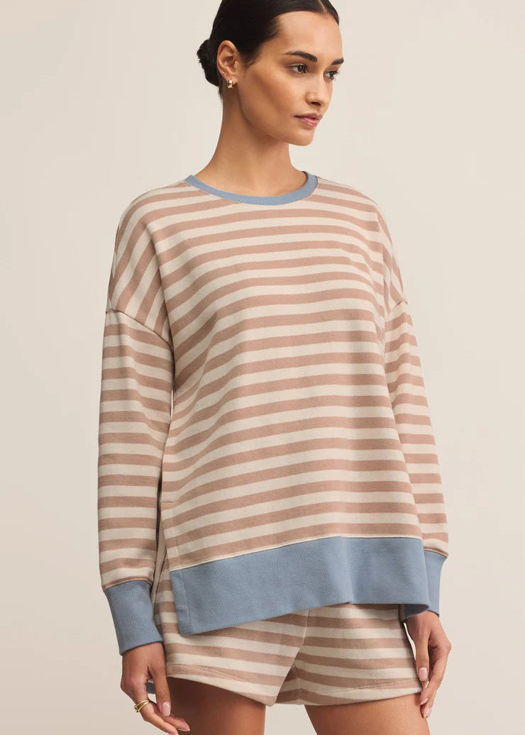 Z Supply Layer Up Stripe Sweatshirt Sand