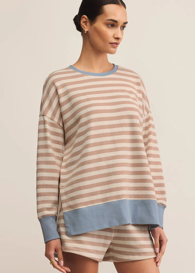Z Supply Layer Up Stripe Sweatshirt Sand