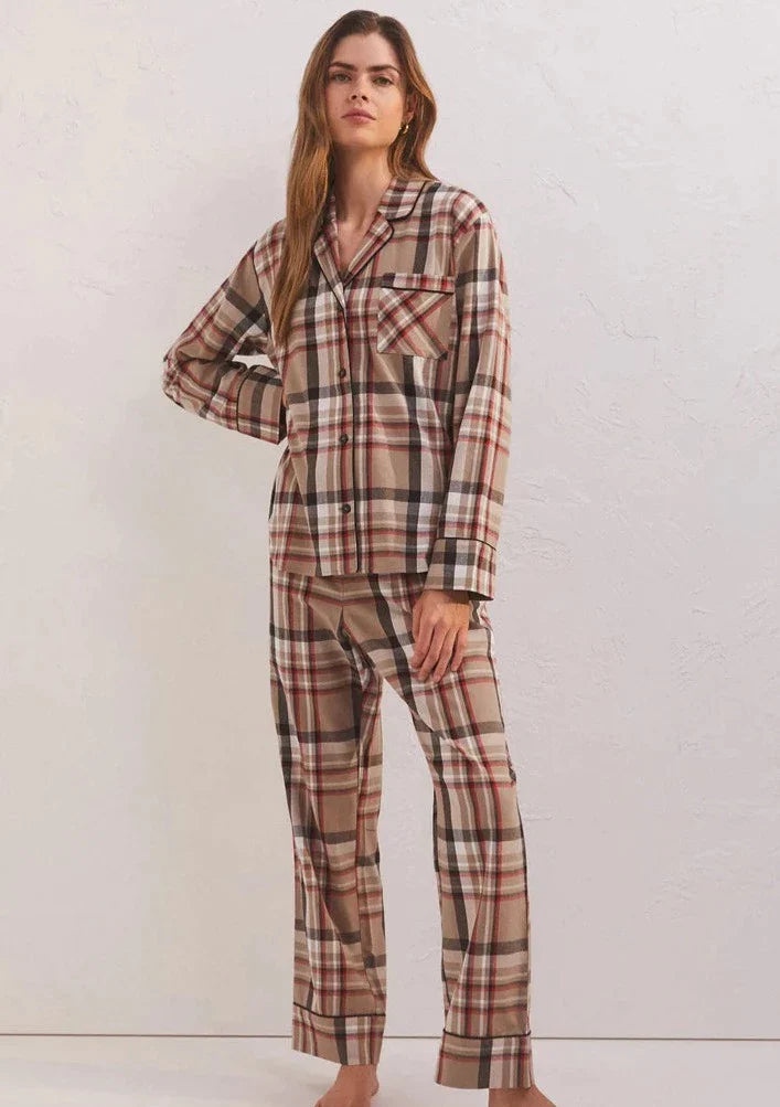 Z Supply Dreamer Plaid Cotton Pj Set - Burlap