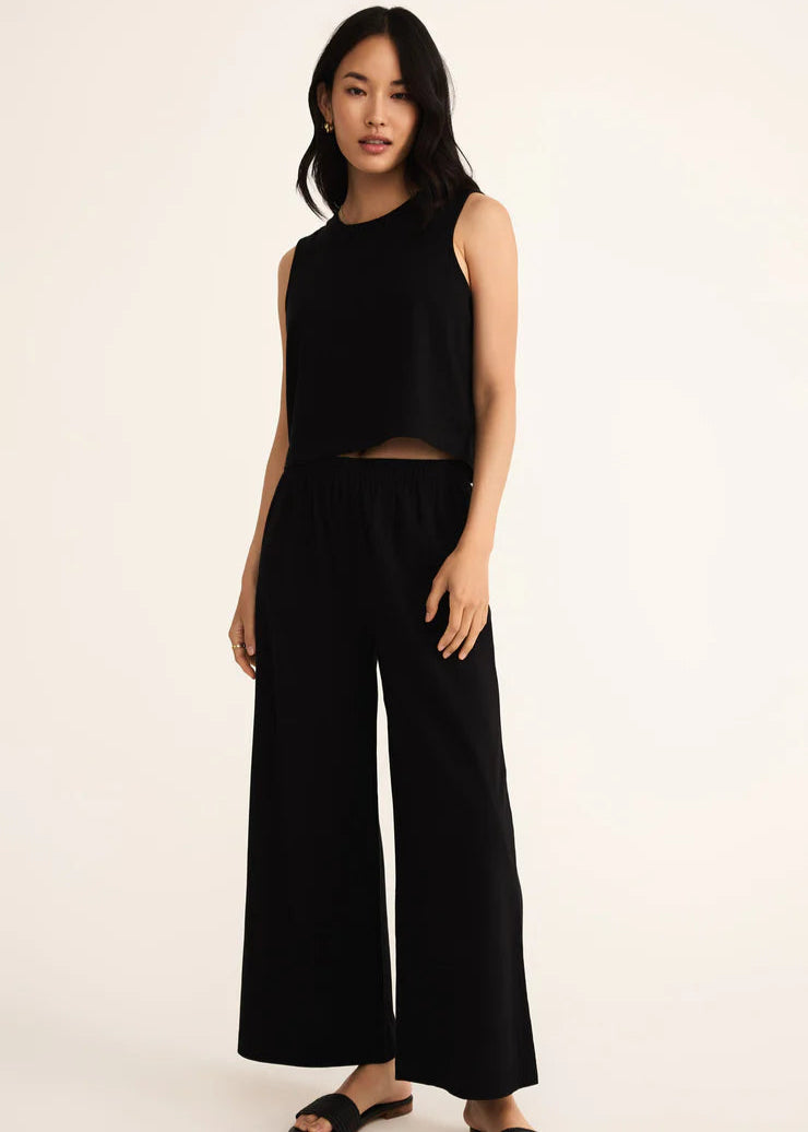 Z Supply Scout Jersey Crop Flare Pant Black