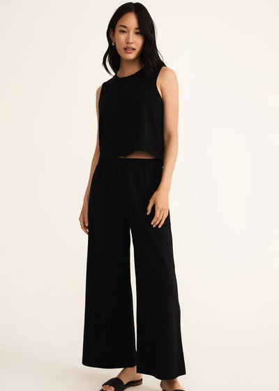 Z Supply Scout Jersey Crop Flare Pant Black