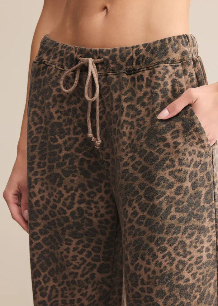 Z Supply Hunter Leopard Knit Pants Tan