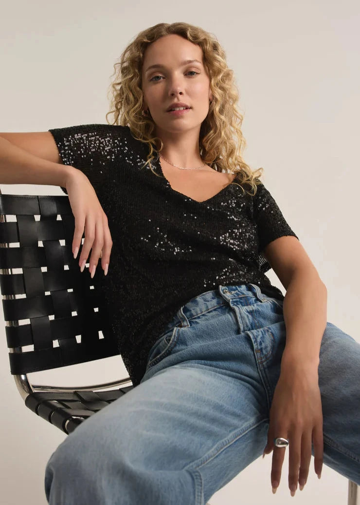 Z Supply Marbella Sequin Top - Black