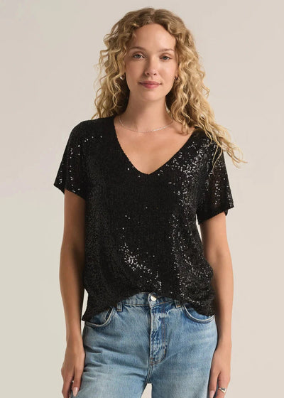 Z Supply Marbella Sequin Top - Black