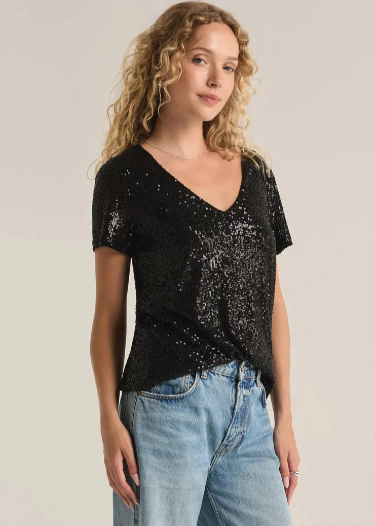 Z Supply Marbella Sequin Top - Black