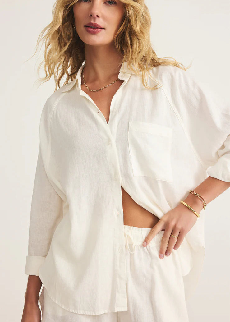 Z Supply The Perfect Linen Top White